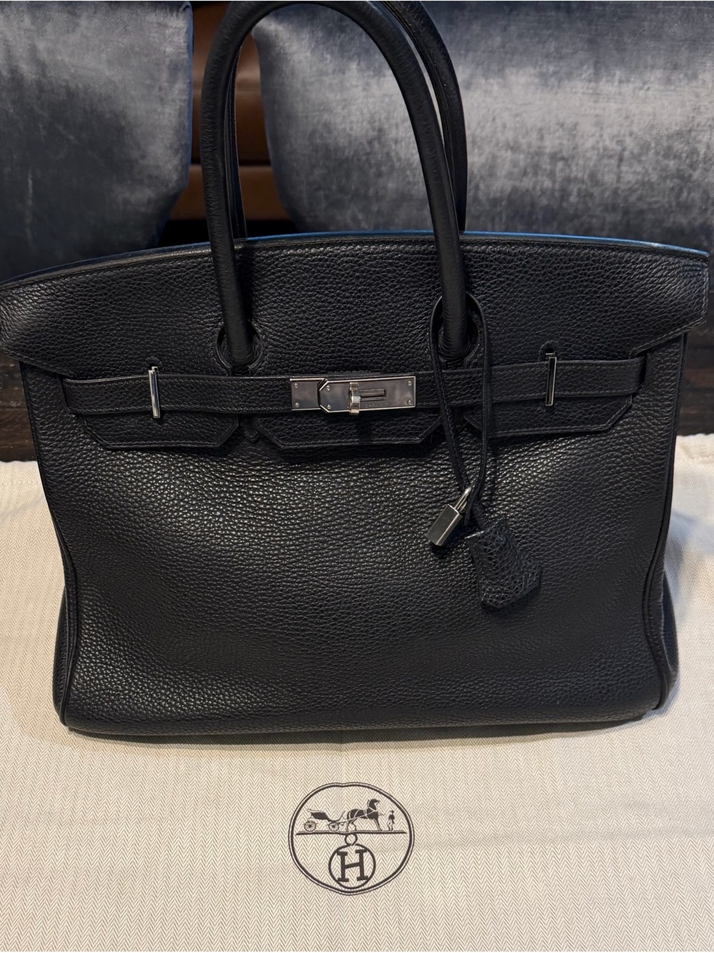 Hermes Black Togo Leather Birkin Satchel with Palladium Hardware